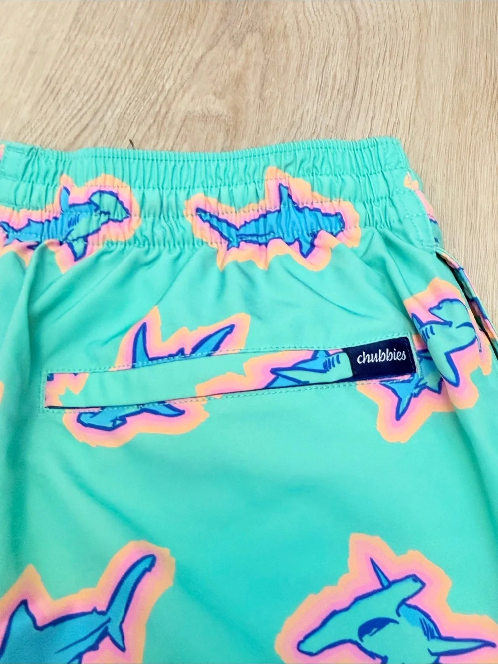 Chubbies Aqua Shark Print Swim Trunks